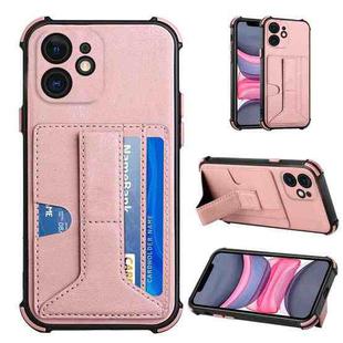 For iPhone 11 Dream PU+TPU Four-corner Shockproof Back Cover Case with Card Slots & Holder (Rose Gold)