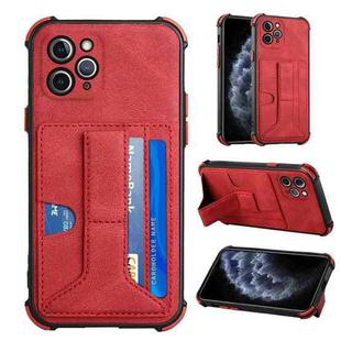 For iPhone 11 Pro Max Dream PU+TPU Four-corner Shockproof Back Cover Case with Card Slots & Holder (Red)