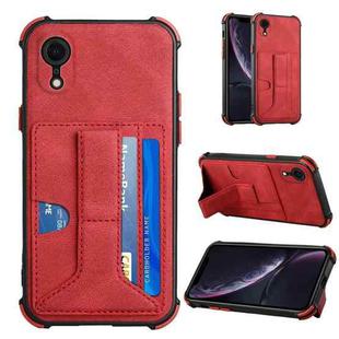 For iPhone XR Dream PU+TPU Four-corner Shockproof Back Cover Case with Card Slots & Holder(Red)