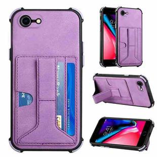 For iPhone SE 2022 / SE 2020 / 8 / 7 Dream PU+TPU Four-corner Shockproof Back Cover Case with Card Slots & Holder(Purple)