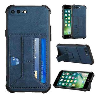 Dream PU+TPU Four-corner Shockproof Back Cover Case with Card Slots & Holder For iPhone 8 Plus / 7  Plus(Blue)