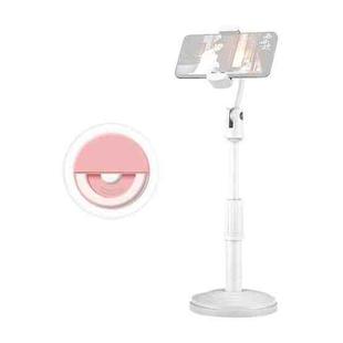 Desktop Stand Mobile Phone Tablet Live Broadcast Stand Telescopic Disc Stand, Style:Holder + Fill Light(White)