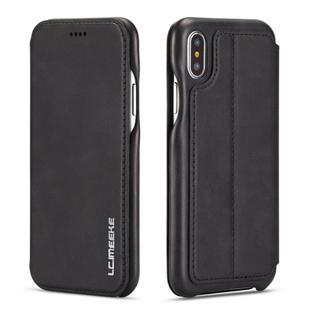 For iPhone X / XS Hon Ancient Series Leather Case with Card Slots & Holder & Wallet(Black)