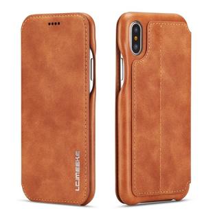 For iPhone X / XS Hon Ancient Series Leather Case with Card Slots & Holder & Wallet(Brown)