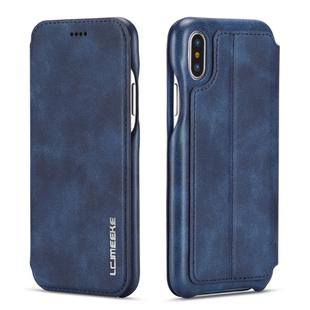 For iPhone X / XS Hon Ancient Series Leather Case with Card Slots & Holder & Wallet(Blue)