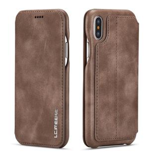 For iPhone X / XS Hon Ancient Series Leather Case with Card Slots & Holder & Wallet(Coffee)