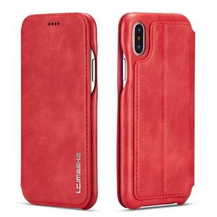 For iPhone X / XS Hon Ancient Series Leather Case with Card Slots & Holder & Wallet(Red)