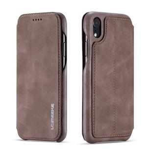 For iPhone XR Hon Ancient Series Leather Case with Card Slots & Holder & Wallet(Coffee)