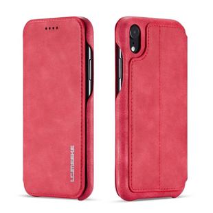 For iPhone XR Hon Ancient Series Leather Case with Card Slots & Holder & Wallet(Red)