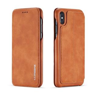 For iPhone XS Max Hon Ancient Series Leather Case with Card Slots & Holder & Wallet(Brown)