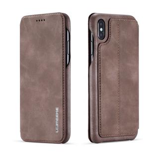 For iPhone XS Max Hon Ancient Series Leather Case with Card Slots & Holder & Wallet(Coffee)
