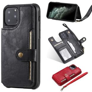 For iPhone 11 Pro Buckle Zipper Shockproof Protective Case with Holder & Card Slots & Wallet & Lanyard & Photos Frame(Black)