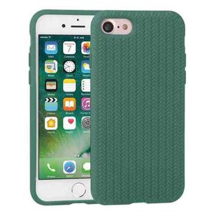 For iPhone SE 2022 / SE 2020 / 8 / 7 Herringbone Texture Silicone Protective Case(Pine Green)