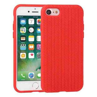For iPhone SE 2022 / SE 2020 / 8 / 7 Herringbone Texture Silicone Protective Case(Red)