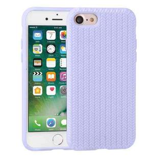 For iPhone SE 2022 / SE 2020 / 8 / 7 Herringbone Texture Silicone Protective Case(Light Purple)