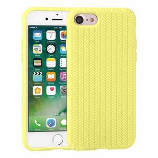 For iPhone SE 2022 / SE 2020 / 8 / 7 Herringbone Texture Silicone Protective Case(Shiny Yellow)