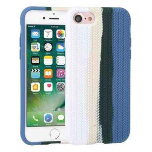 For iPhone SE 2022 / SE 2020 / 8 / 7 Herringbone Texture Silicone Protective Case(Rainbow Blue)