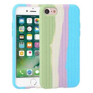 For iPhone SE 2022 / SE 2020 / 8 / 7 Herringbone Texture Silicone Protective Case(Rainbow Green)