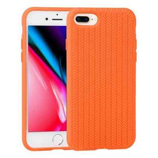 Herringbone Texture Silicone Protective Case For iPhone 8 Plus & 7 Plus(Orange)