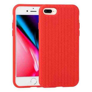 Herringbone Texture Silicone Protective Case For iPhone 8 Plus & 7 Plus(Red)