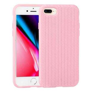 Herringbone Texture Silicone Protective Case For iPhone 8 Plus & 7 Plus(Pink)