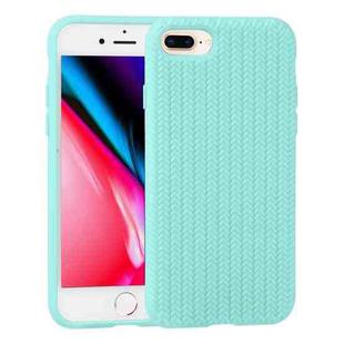 Herringbone Texture Silicone Protective Case For iPhone 8 Plus & 7 Plus(Green Jade)