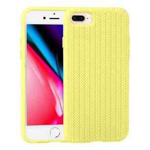 Herringbone Texture Silicone Protective Case For iPhone 8 Plus & 7 Plus(Shiny Yellow)
