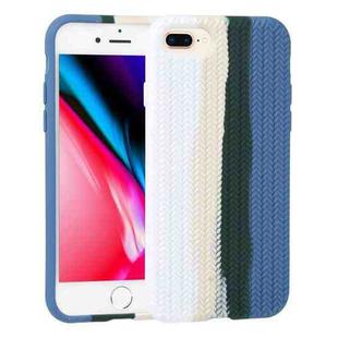 Herringbone Texture Silicone Protective Case For iPhone 8 Plus & 7 Plus(Rainbow Blue)
