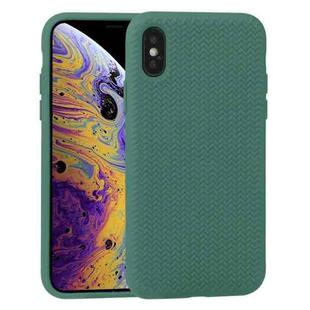 For iPhone X / XS Herringbone Texture Silicone Protective Case(Pine Green)