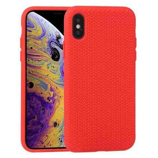 For iPhone X / XS Herringbone Texture Silicone Protective Case(Red)