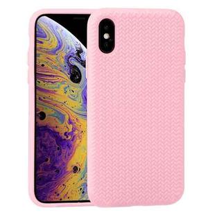 For iPhone X / XS Herringbone Texture Silicone Protective Case(Pink)