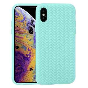 For iPhone X / XS Herringbone Texture Silicone Protective Case(Green Jade)