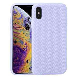 For iPhone X / XS Herringbone Texture Silicone Protective Case(Light Purple)