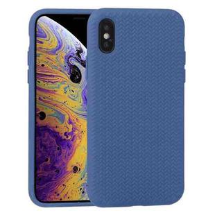 For iPhone X / XS Herringbone Texture Silicone Protective Case(Sea Blue)