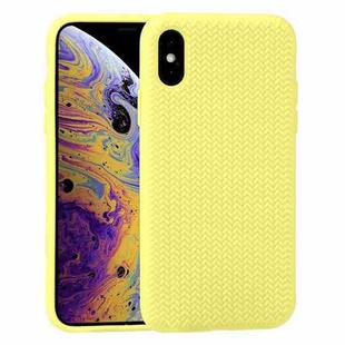 For iPhone X / XS Herringbone Texture Silicone Protective Case(Shiny Yellow)