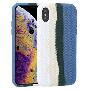 For iPhone X / XS Herringbone Texture Silicone Protective Case(Rainbow Blue)
