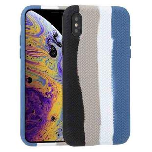 For iPhone X / XS Herringbone Texture Silicone Protective Case(Rainbow Black)