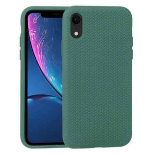 For iPhone XR Herringbone Texture Silicone Protective Case(Pine Green)