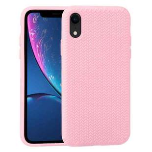 For iPhone XR Herringbone Texture Silicone Protective Case(Pink)