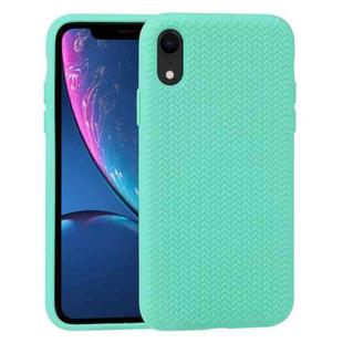 For iPhone XR Herringbone Texture Silicone Protective Case(Light Green)