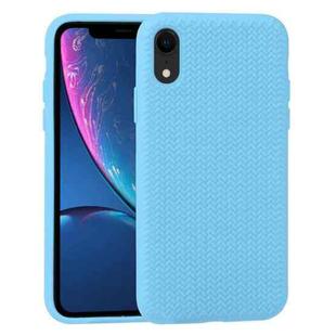 For iPhone XR Herringbone Texture Silicone Protective Case(Cornflowerblue)