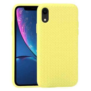 For iPhone XR Herringbone Texture Silicone Protective Case(Shiny Yellow)