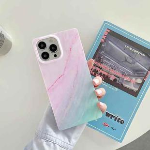 Marble Pattern Soft TPU Straight-Edge Protective Case For iPhone 13 Pro(Pink Green)