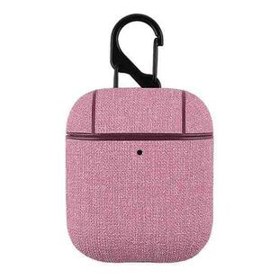 CP580 Casual Burlap Texture Anti-fall Wireless Earphone Protective Case with Hook For AirPods 1/2(Pink)