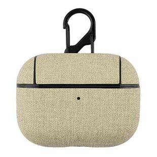 CP580 Casual Burlap Texture Anti-fall Wireless Earphone Protective Case with Hook For AirPods Pro(Beige White)