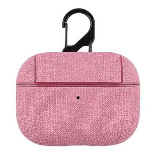 CP580 Casual Burlap Texture Anti-fall Wireless Earphone Protective Case with Hook For AirPods Pro(Pink)