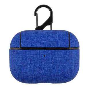 CP580 Casual Burlap Texture Anti-fall Wireless Earphone Protective Case with Hook For AirPods Pro(Blue)