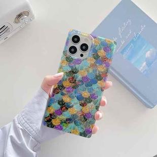 Electroplated Shell Texture Fish Scales Shockproof Straight-Edge Protective Case For iPhone 13 Pro(Colorful)