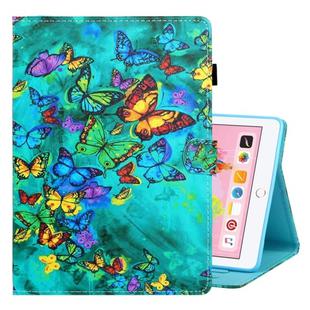For iPad 10.2 / Air 10.5 (2019) Colored Drawing Horizontal Flip PU Leather Case with Holder & Card Slot & Sleep / Wake-up Function(Green Butterfly)