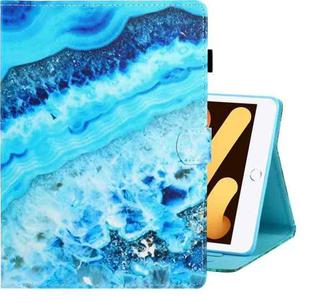 For iPad mini 5 / 4 / 3 / 2 / 1 Colored Drawing Horizontal Flip PU Leather Case with Holder & Card Slot & Sleep / Wake-up Function(Blue Marble)